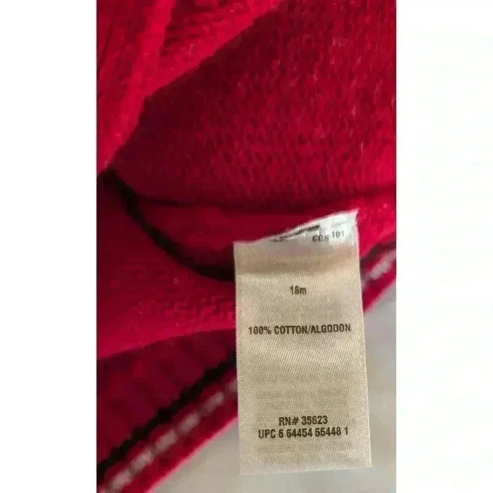 Vintage 18M Boy's Carter's Red & Gray Knit Zip Up Cardigan